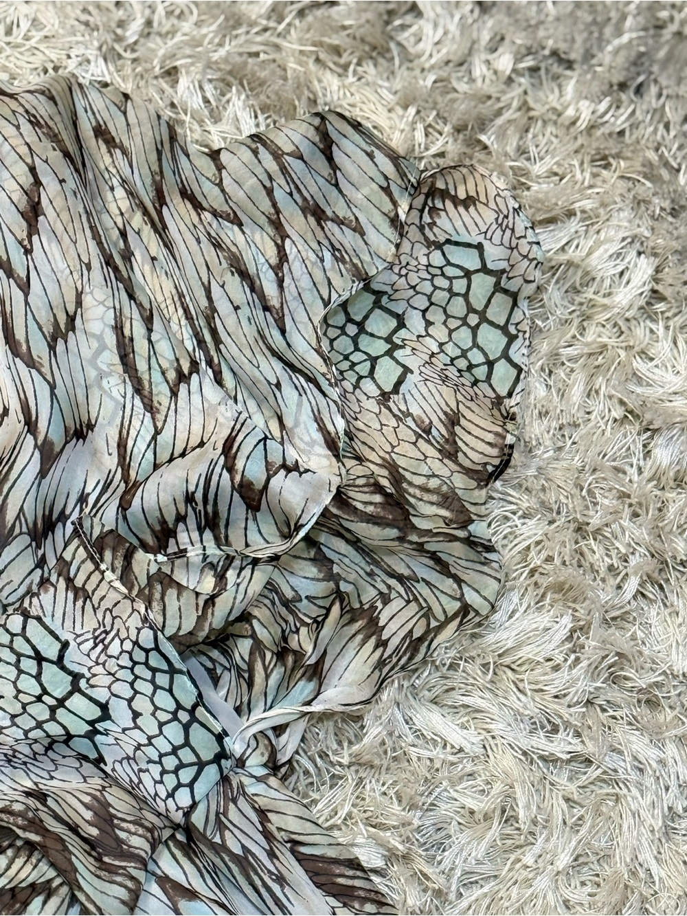 MM Couture 100% Silk Abstract Print Layered Blouse | Resort Luxe Boho Top Medium - Picture 7 of 14